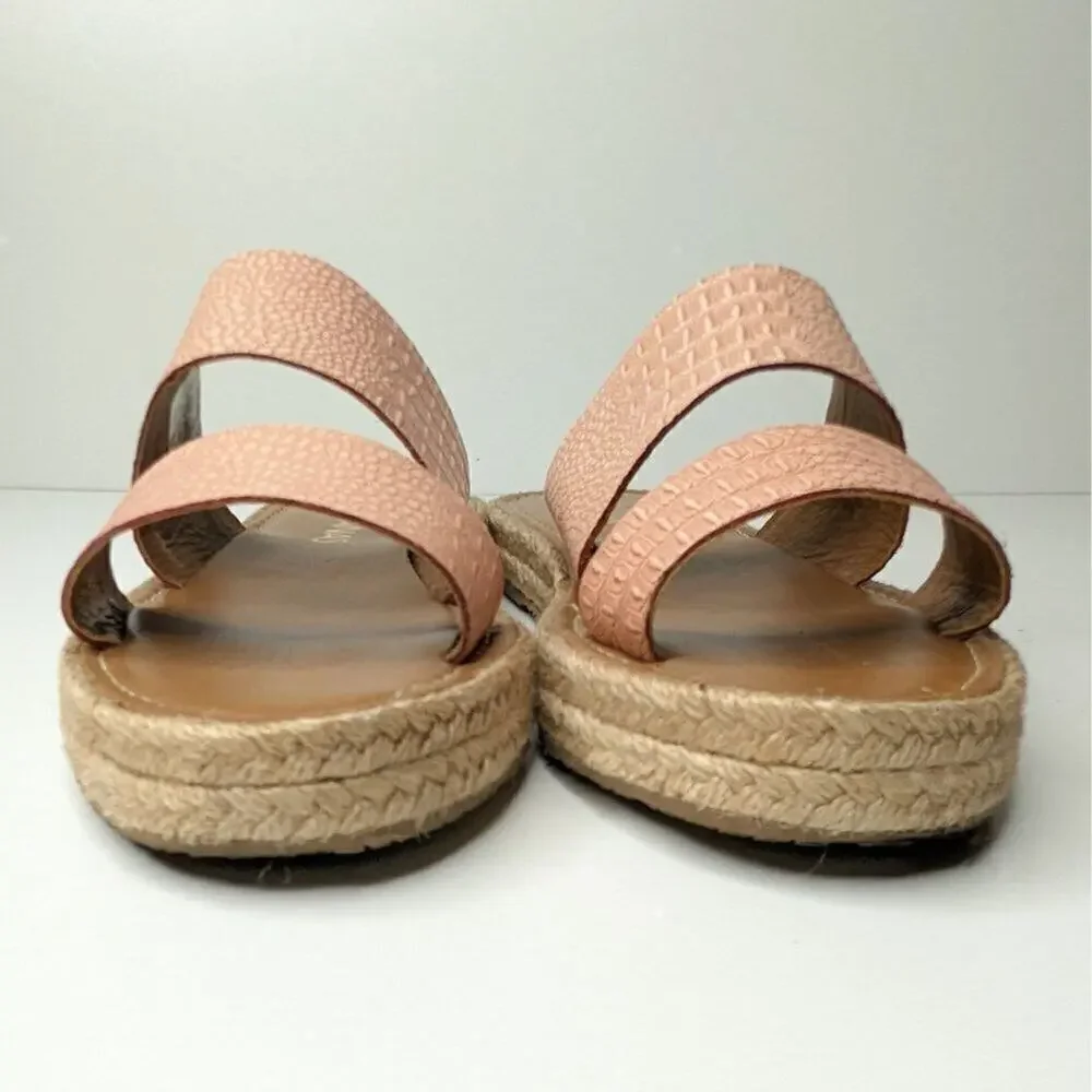 Kaanas Anthropologie Tobago Flatforn blush pink slide on sandals size 9